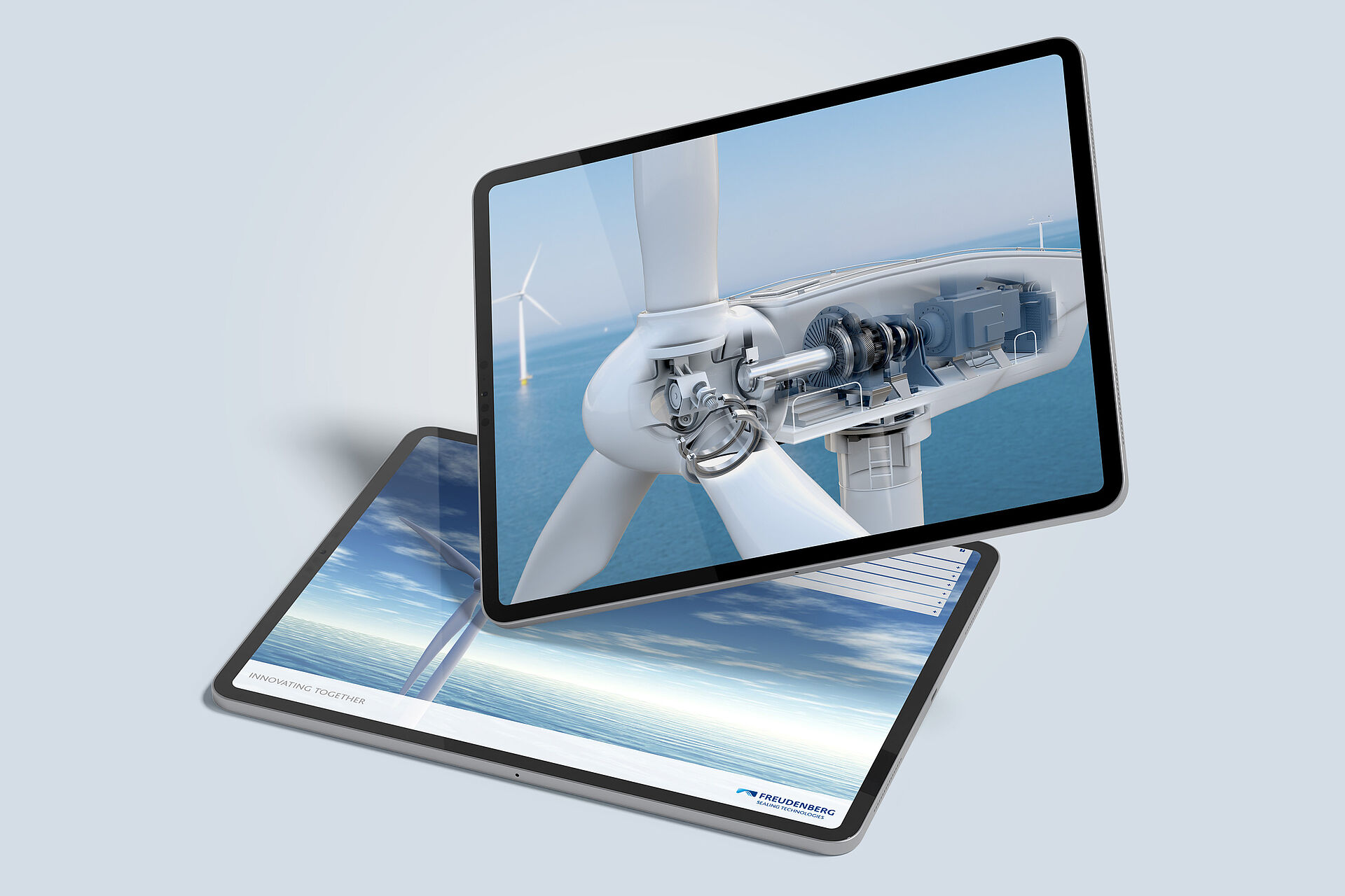 Montage von zwei Tablets mit Screenshots eines pixellab. Projekts für Freudenberg